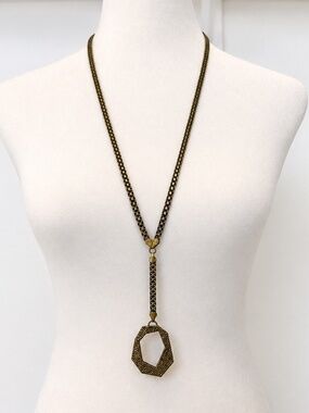 Lucky Brand Gold Tone Sparkle Geometric Pendant Necklace